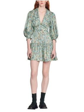 Sandro SANDRO 100% Silk Floral Mini Dress Size 34 $565
